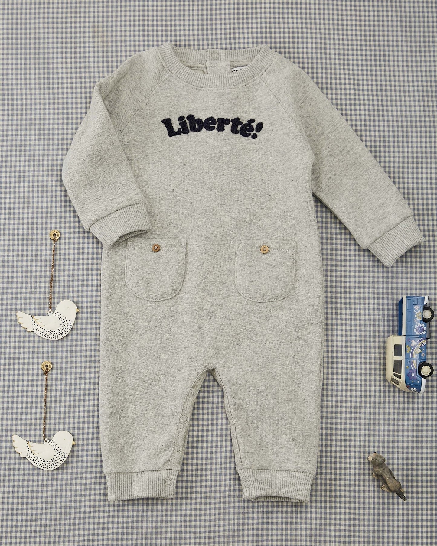 Combinaison coton bio liberté gris chiné