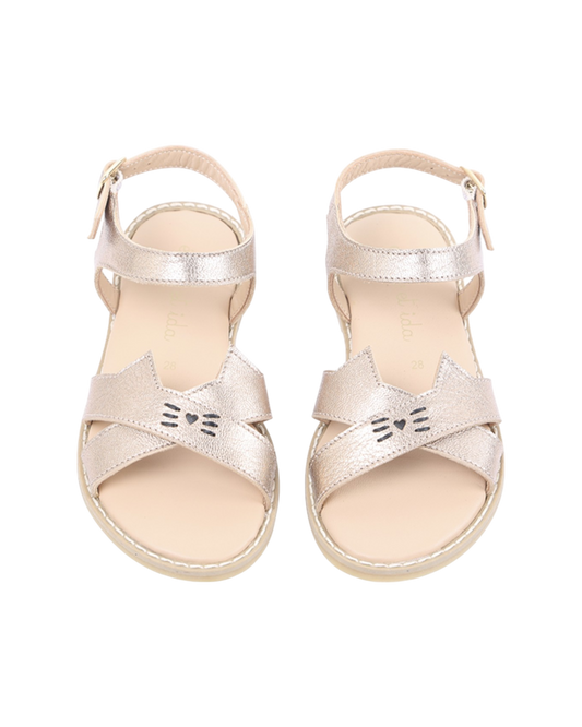 Sandales en cuir chaton doré