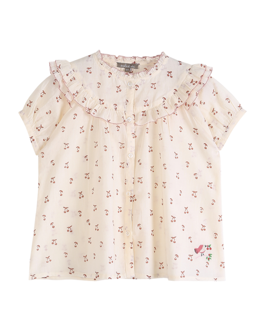 Blouse cerisette écru