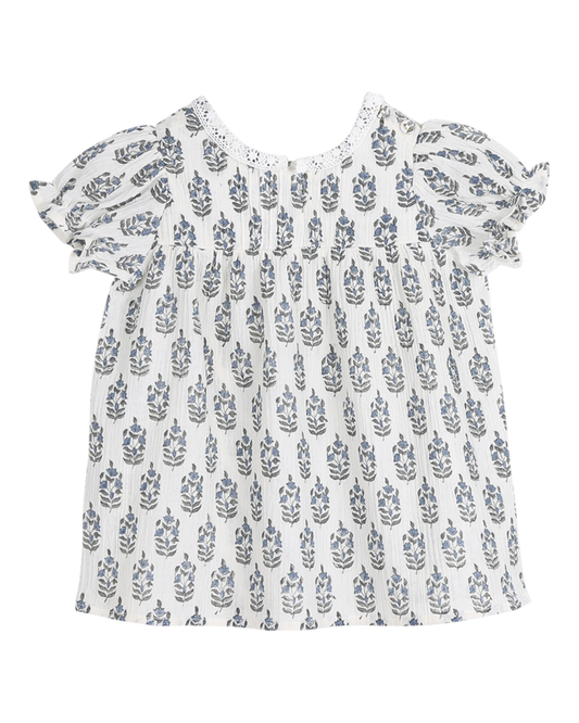 Robe bébé à fleurs écru