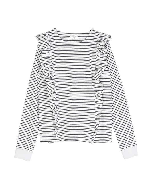 Sweat coton bio volanté rayure marine
