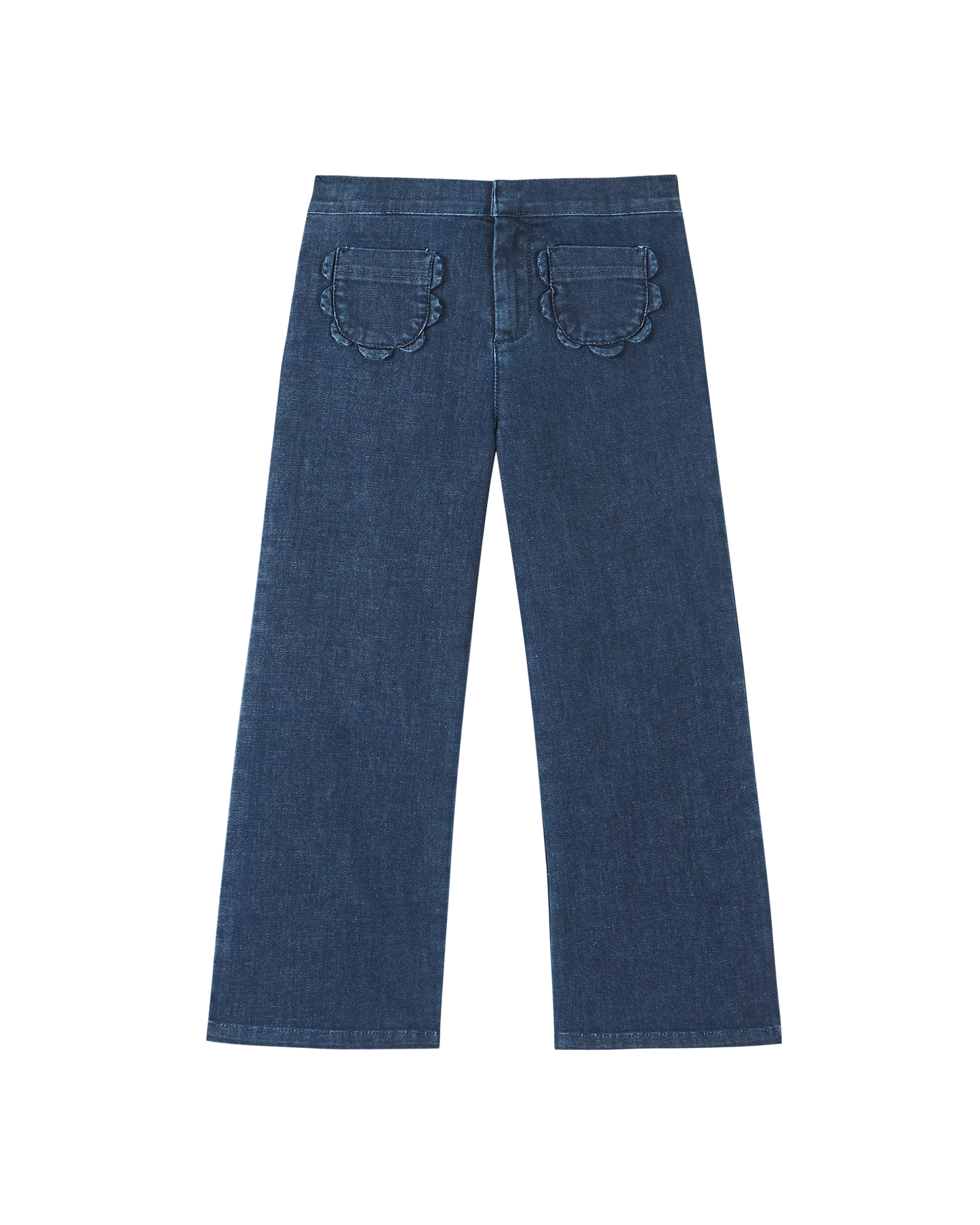 Pantalon denim poches fleurs