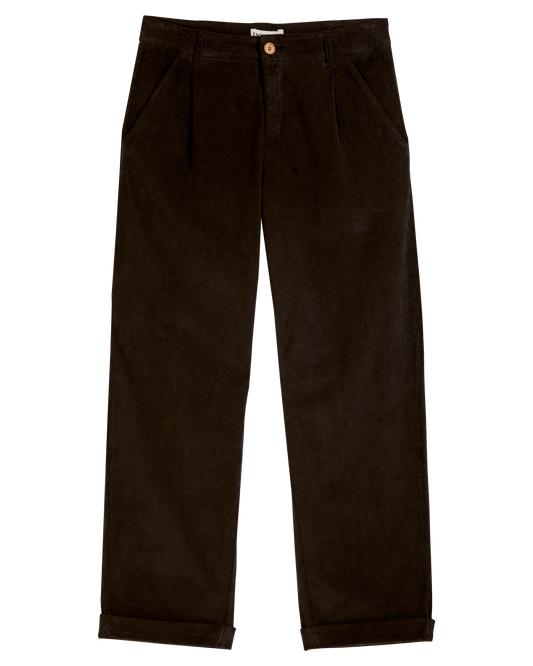 Pantalon wide velours bitume