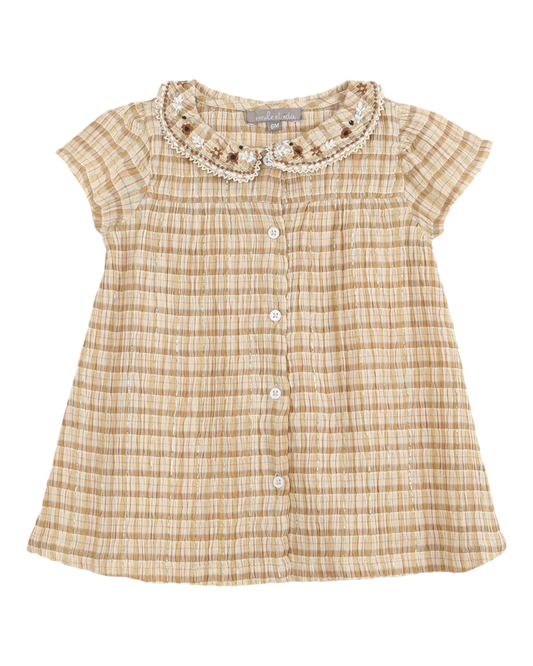 Robe bébé carreaux beige