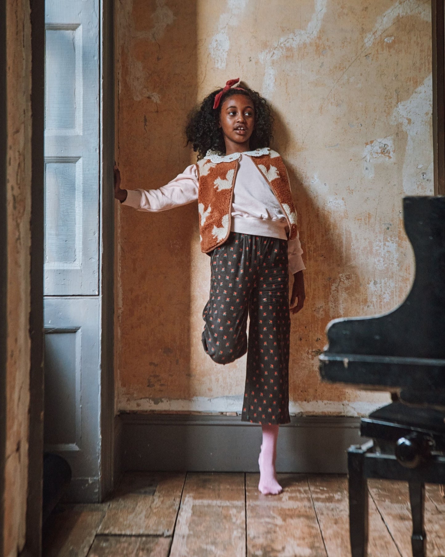 Veste sans manches enfant - Sherpa écureuils marron