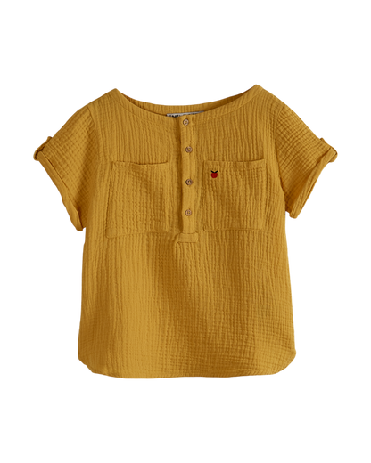 Kurta double gaze de coton jaune