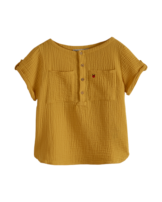 Kurta double gaze de coton jaune
