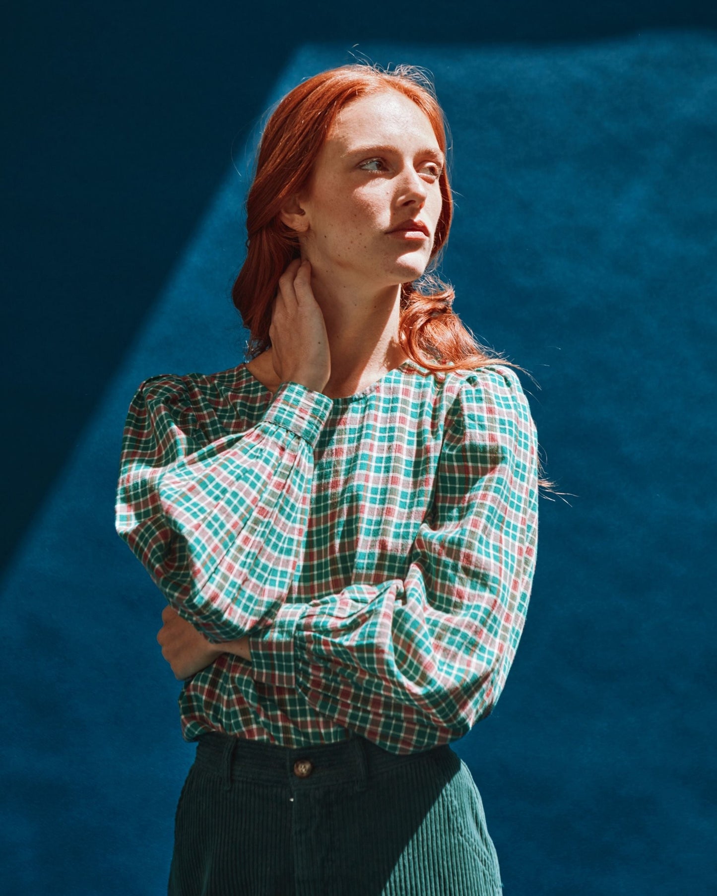 Blouse - Khadi à carreaux vert