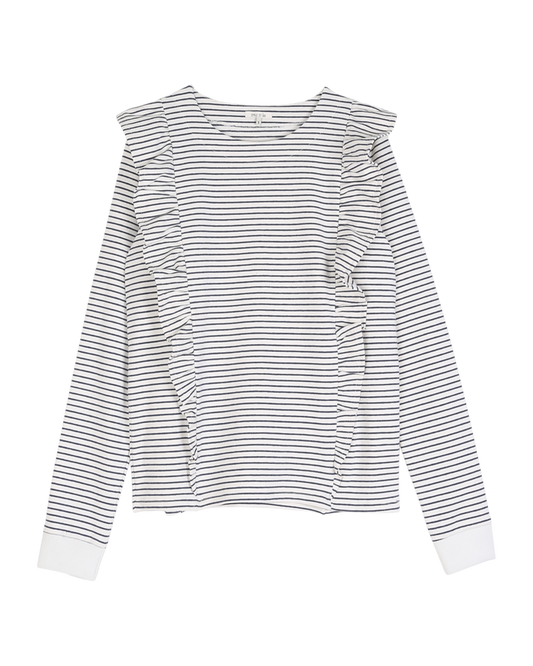 Sweat volanté rayure marine