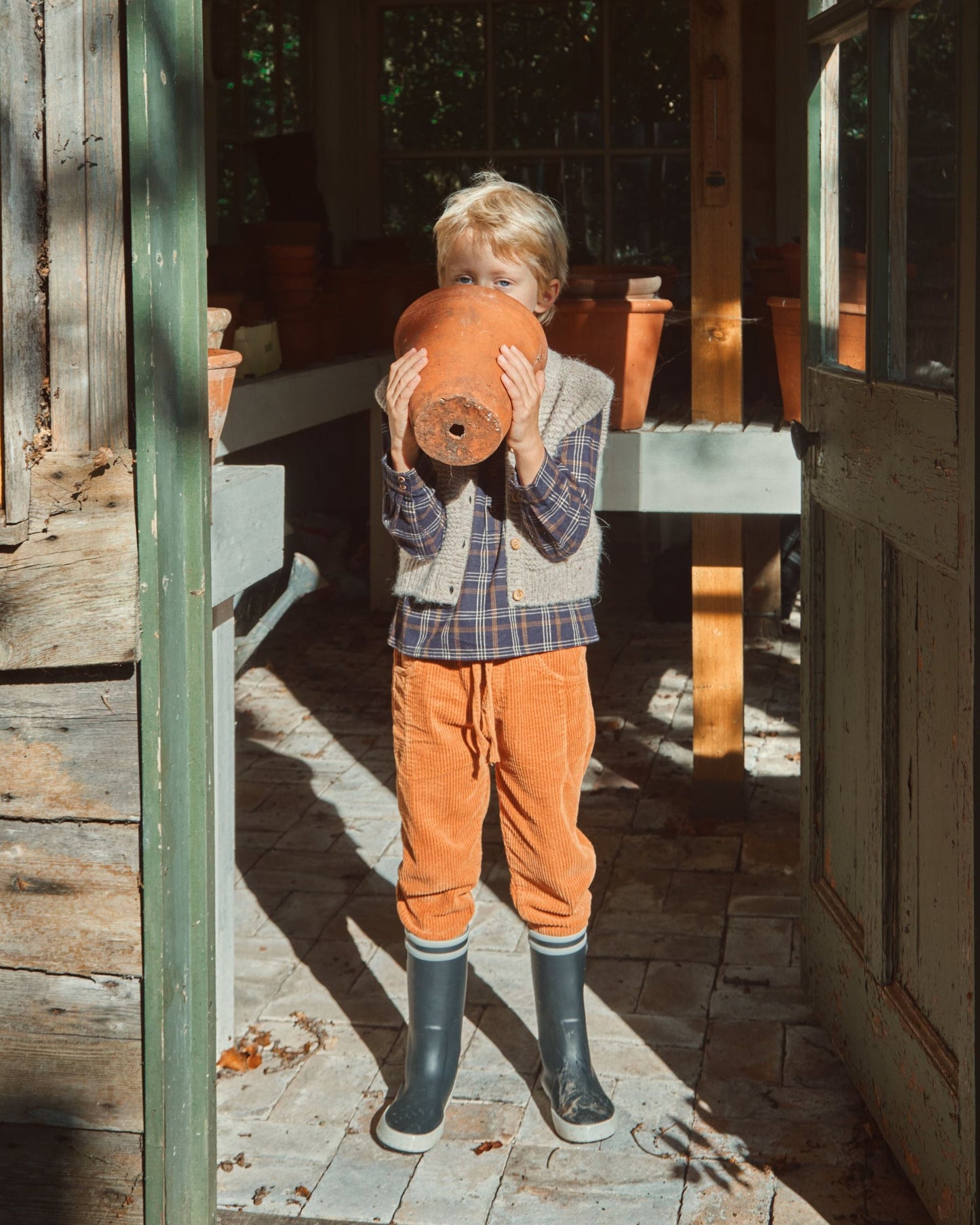 Pantalon velours orange brun