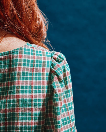 Blouse - Khadi à carreaux vert