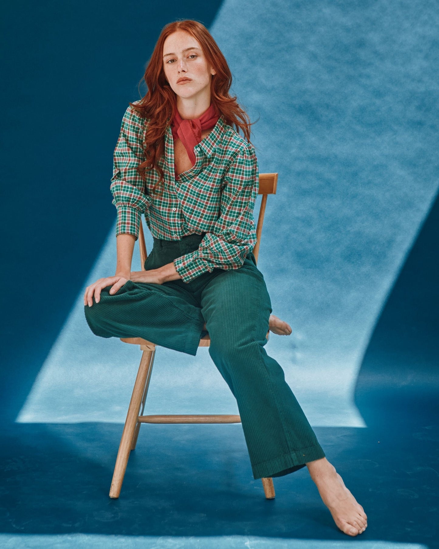 Pantalon - Velours cotelé vert forêt