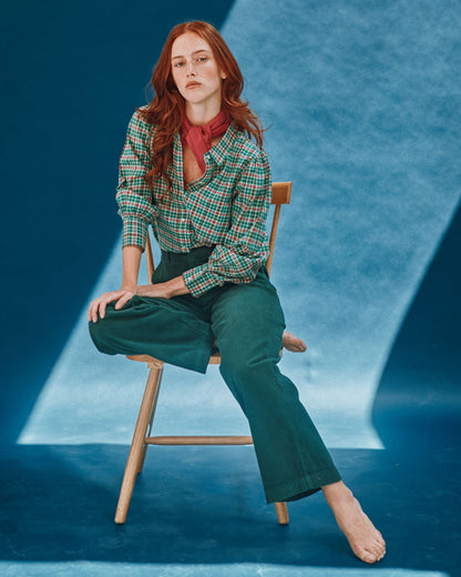 Pantalon - Velours cotelé vert forêt