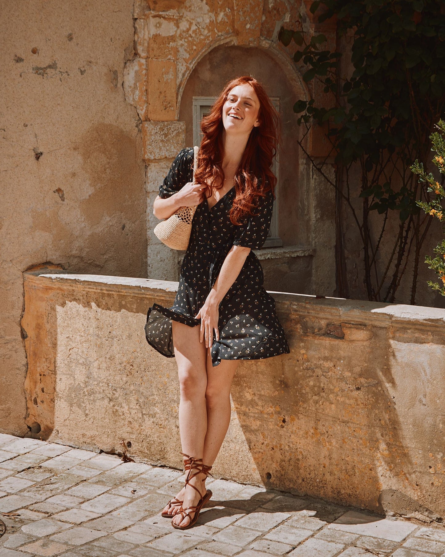 Robe chemisier à fleurs noir