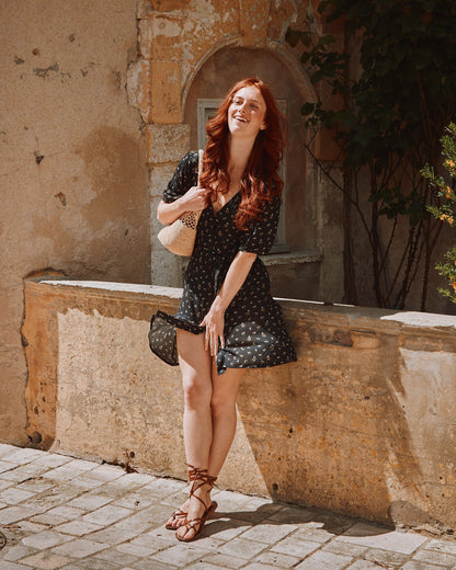 Robe chemisier à fleurs noir