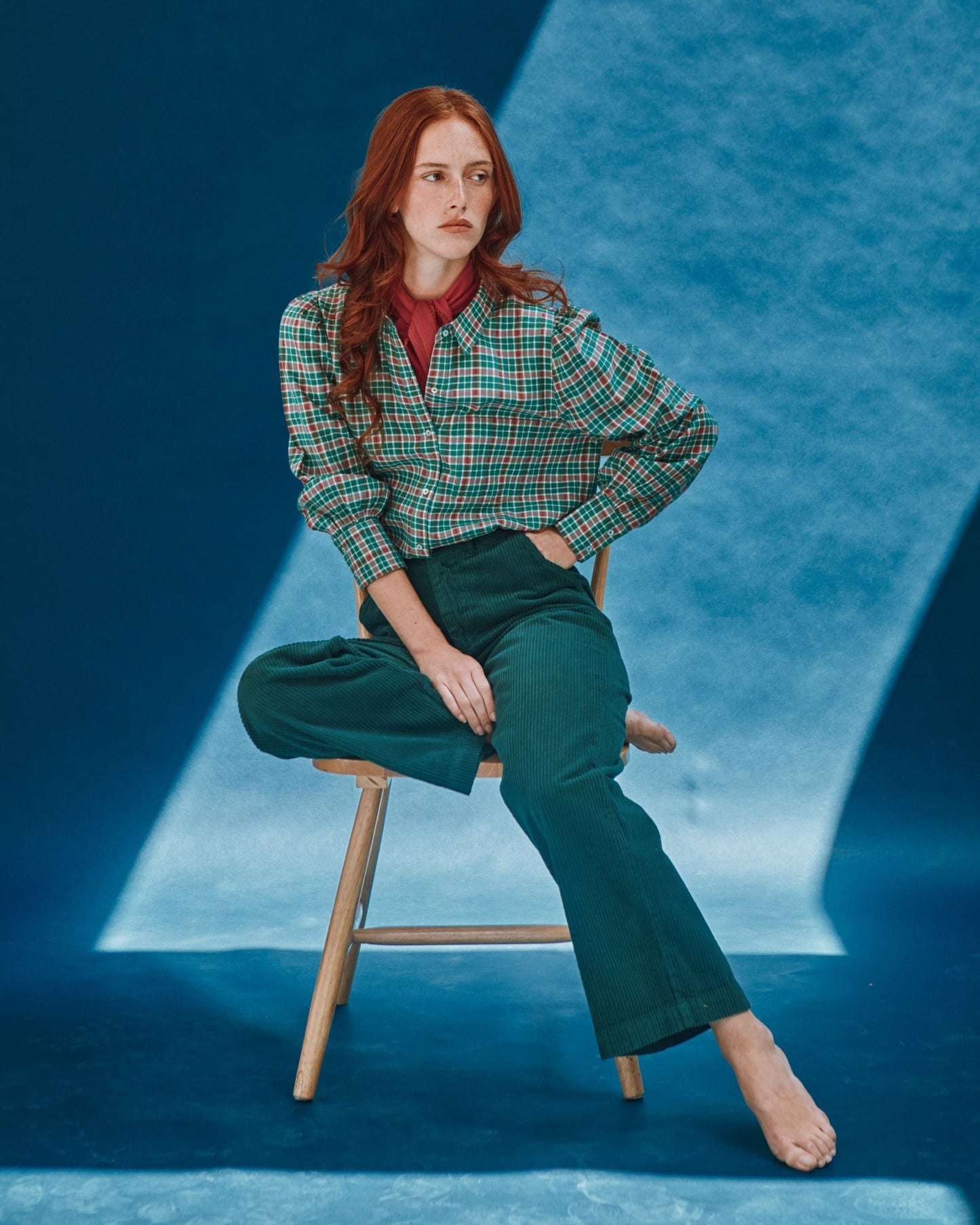 Chemise - Khadi à carreaux vert