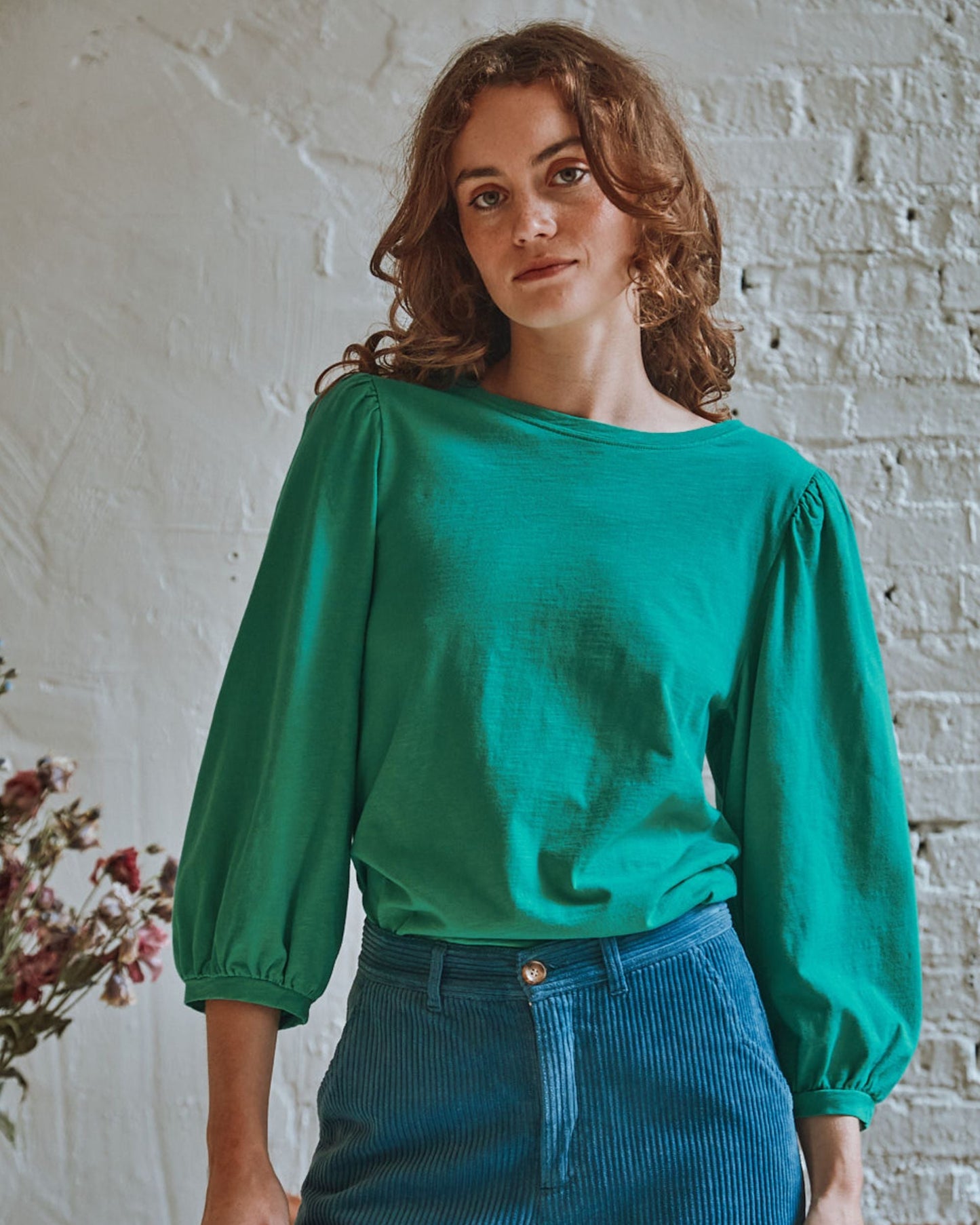 T-shirt manches ballons coton bio menthol