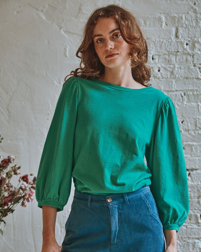 T-shirt manches ballons coton bio menthol