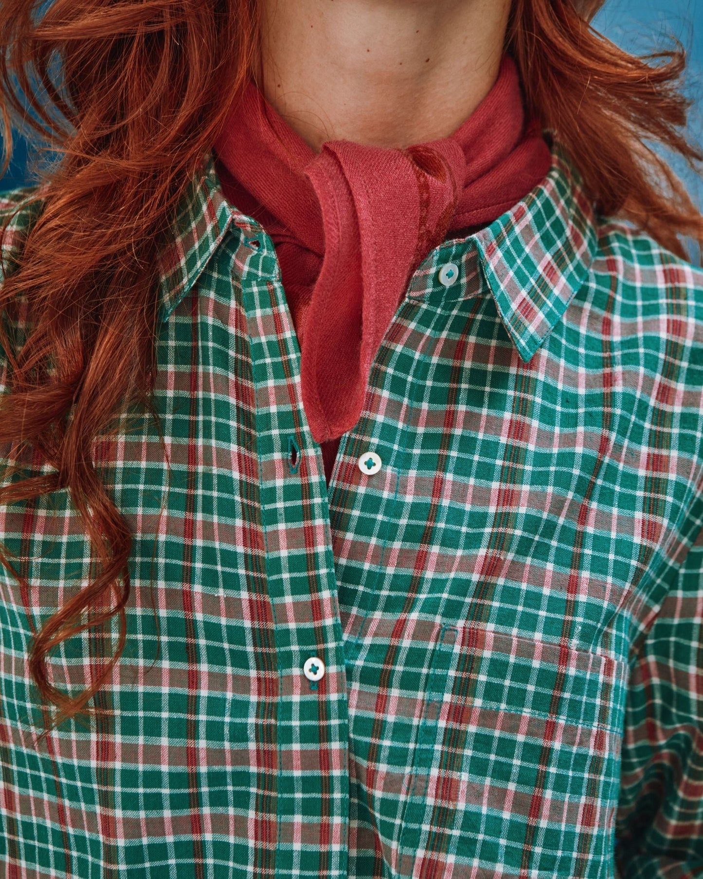 Chemise - Khadi à carreaux vert