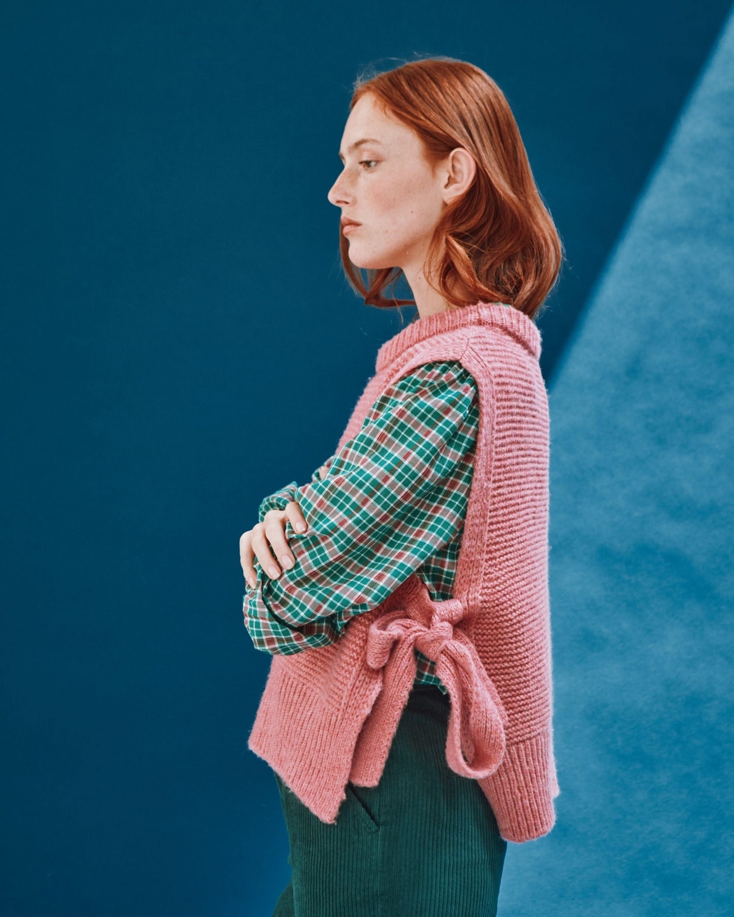 Pull sans manches - À nouer ultra doux rose