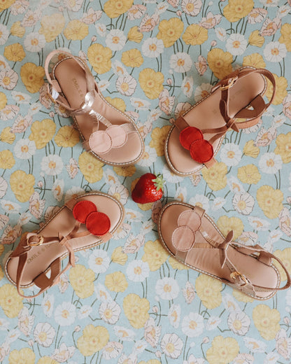 Sandales cerises rose argenté