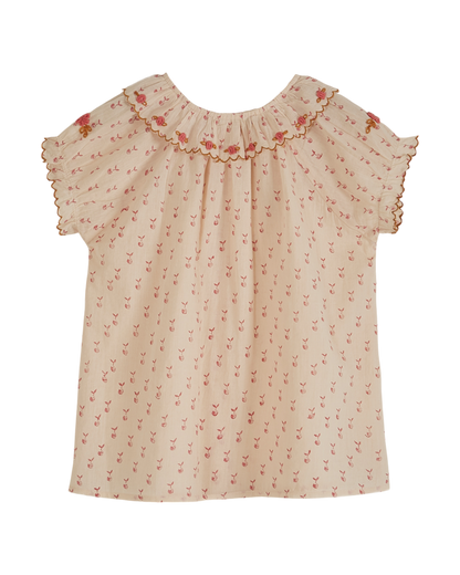 Blouse imprimée reinette voile de coton beige