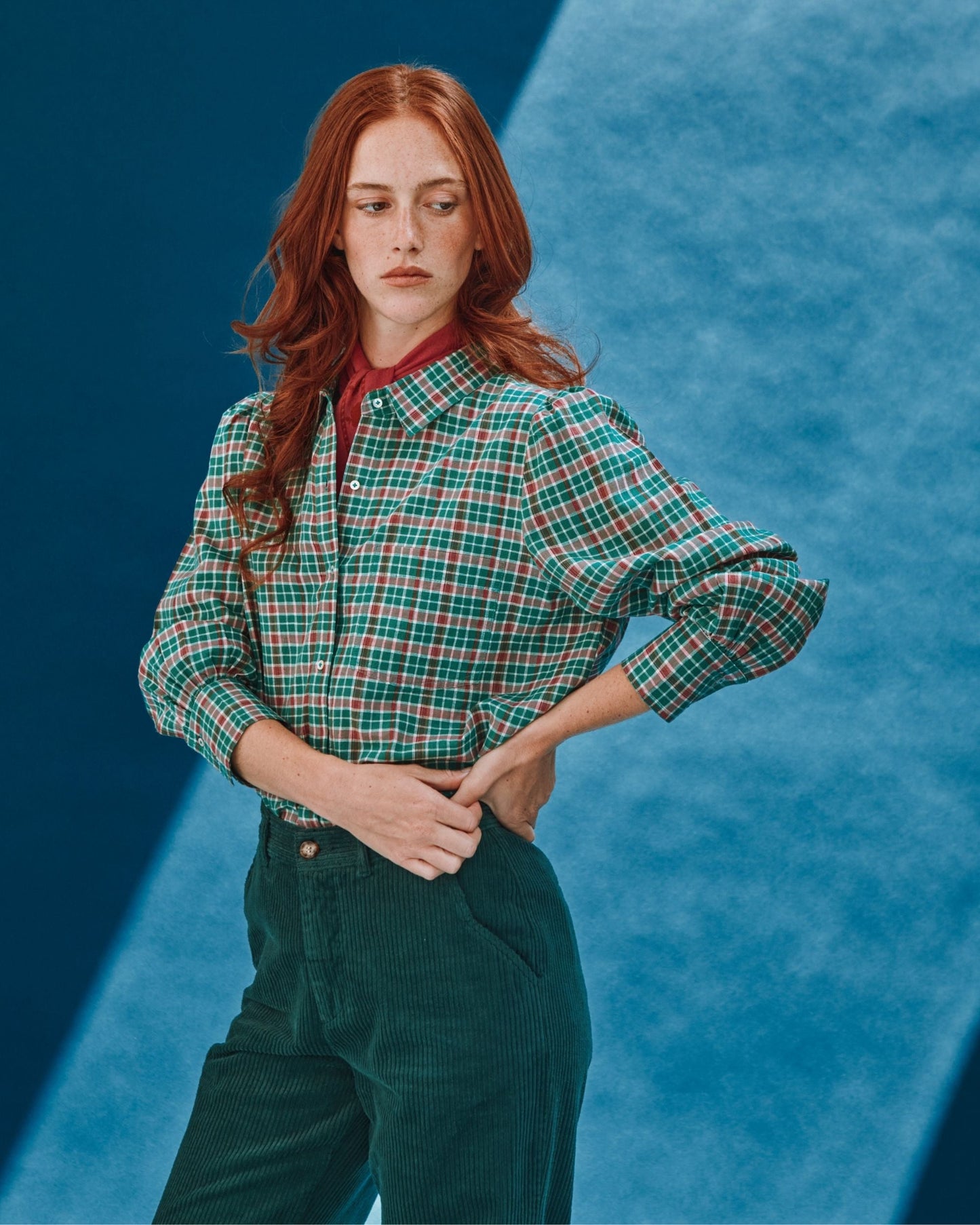 Chemise - Khadi à carreaux vert