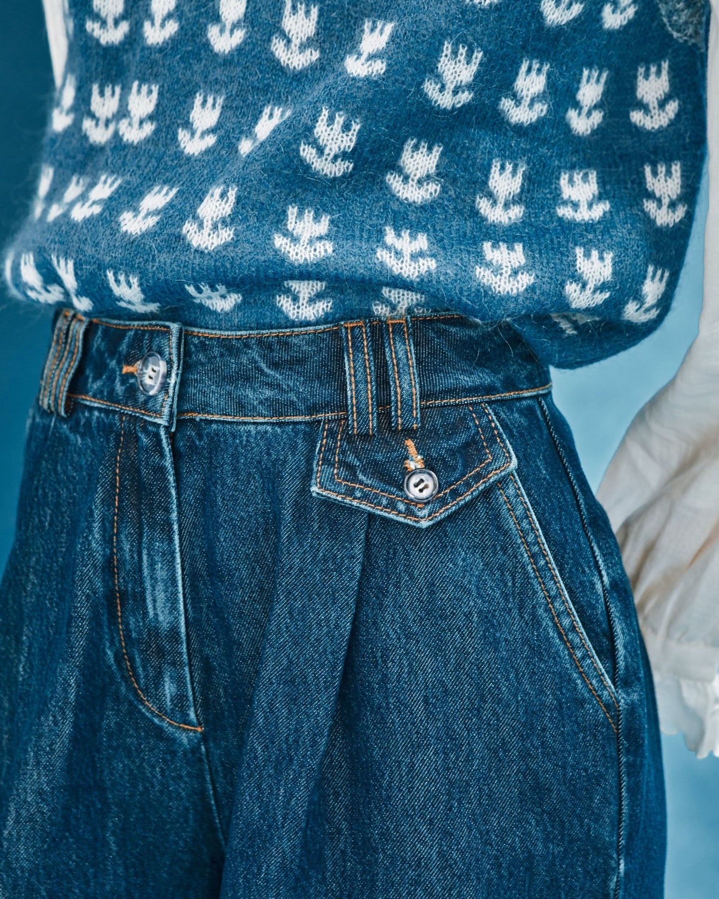 Pantalon - Midi 3/4 denim bleu