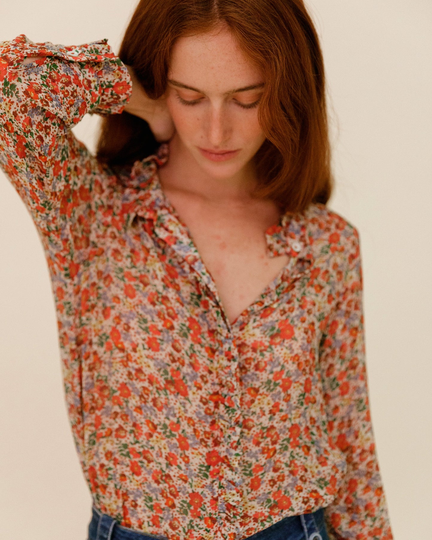 Blouse fleurs des champs mutlicolores