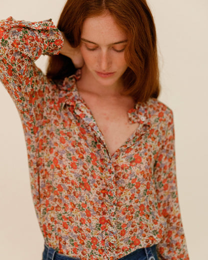 Blouse fleurs des champs mutlicolores