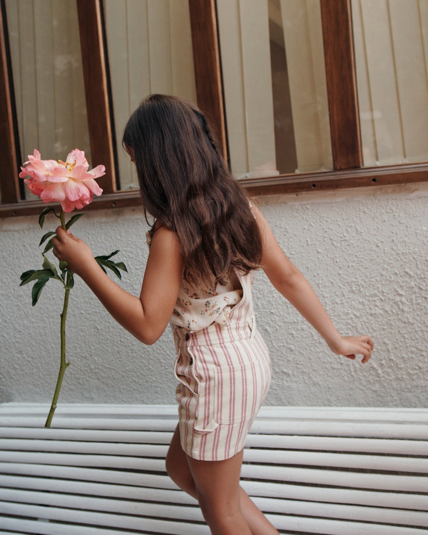 Salopette rayure rose