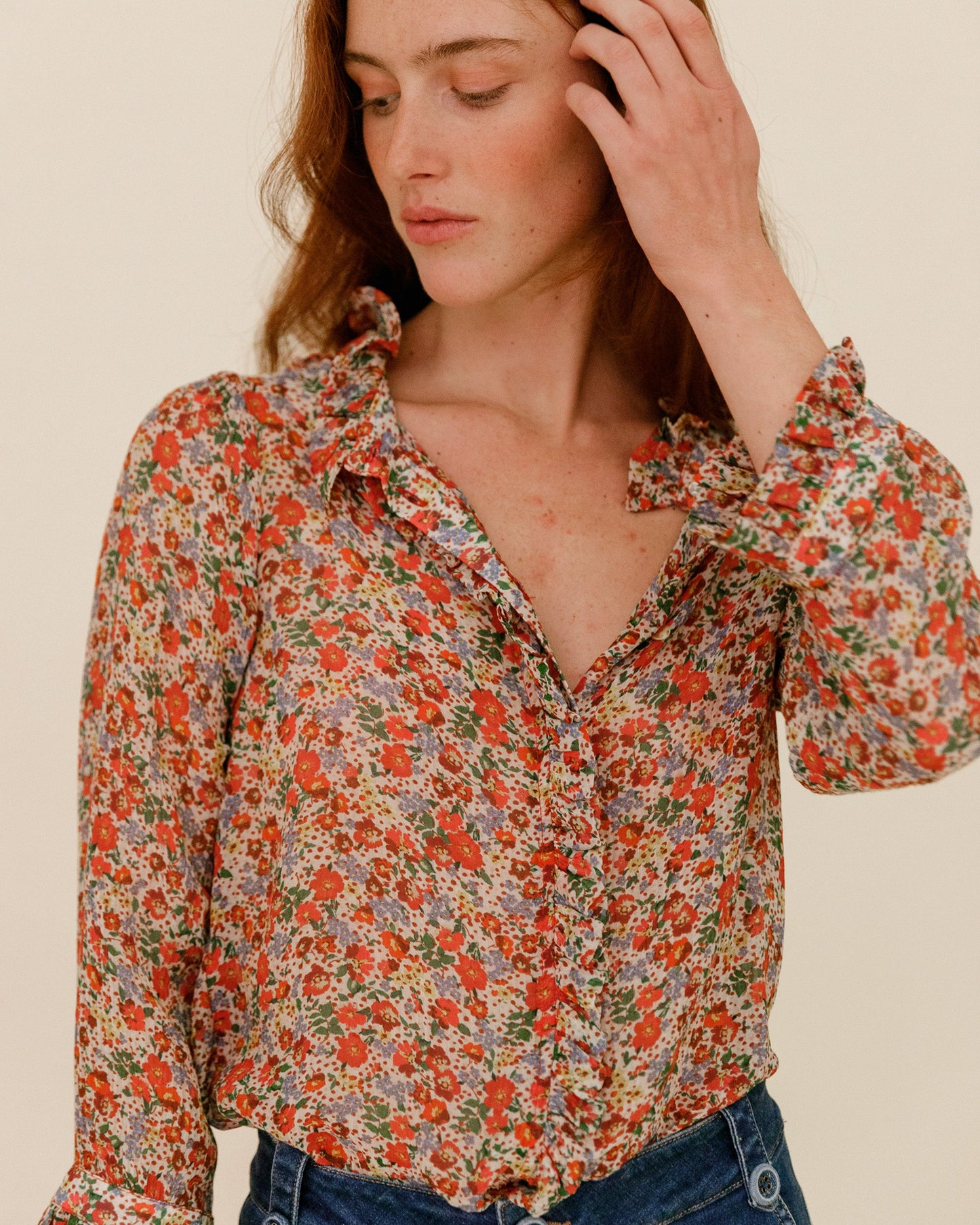 Blouse fleurs des champs mutlicolores
