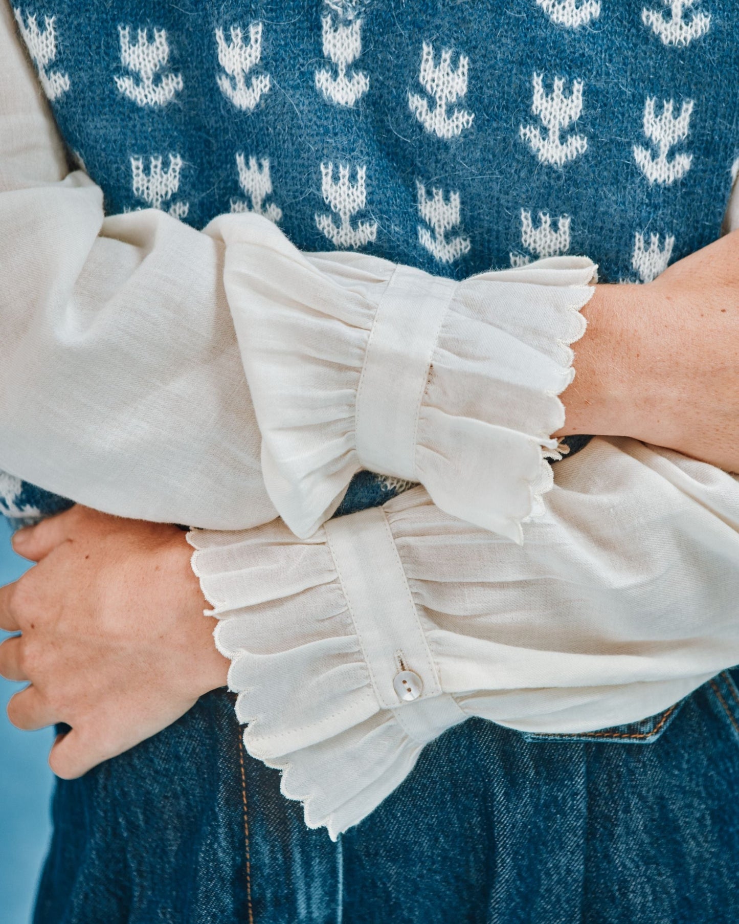 Blouse - Brodé en coton écru
