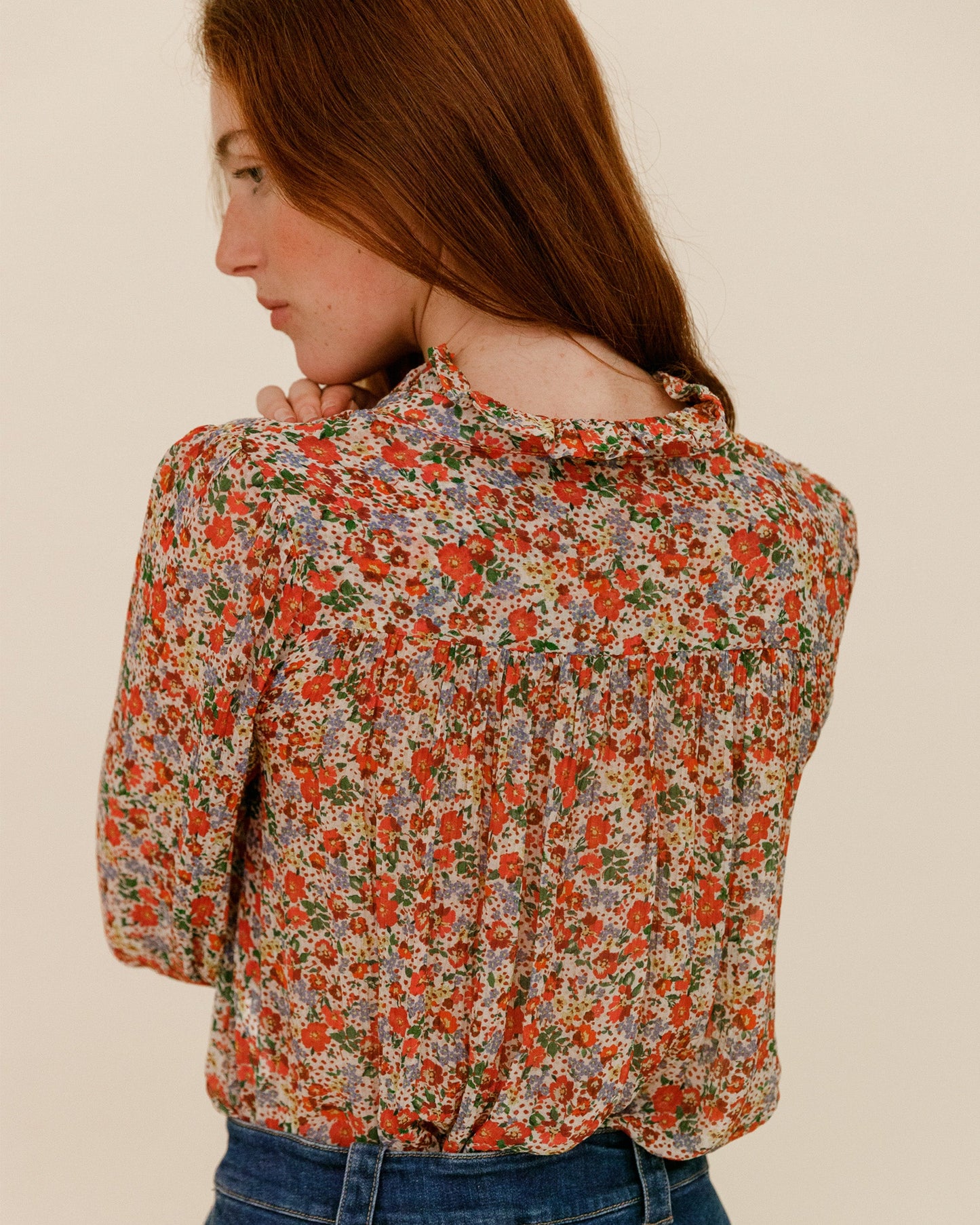 Blouse fleurs des champs mutlicolores
