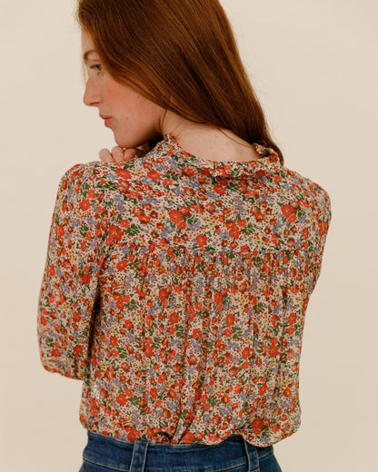 Blouse fleurs des champs mutlicolores