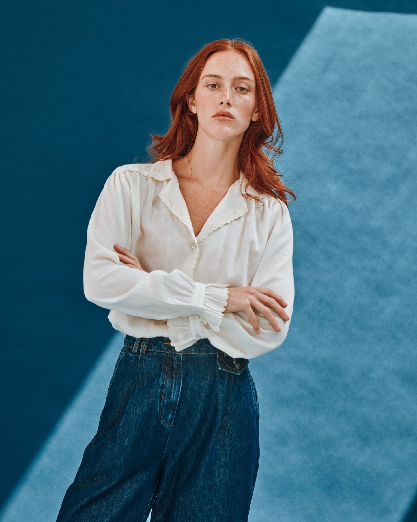 Blouse - Brodé en coton écru