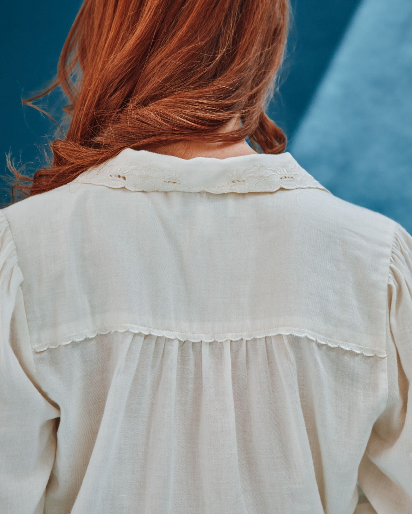 Blouse - Brodé en coton écru