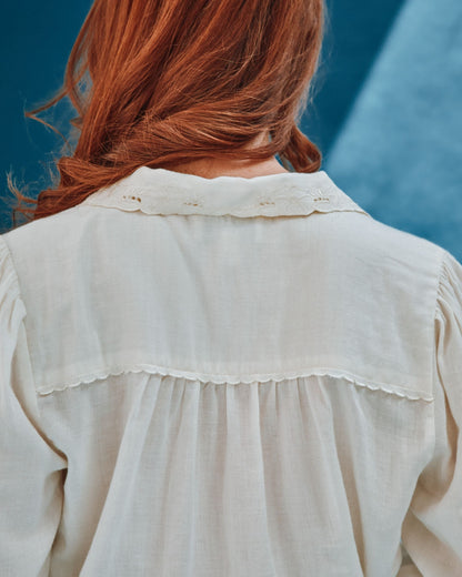 Blouse - Brodé en coton écru