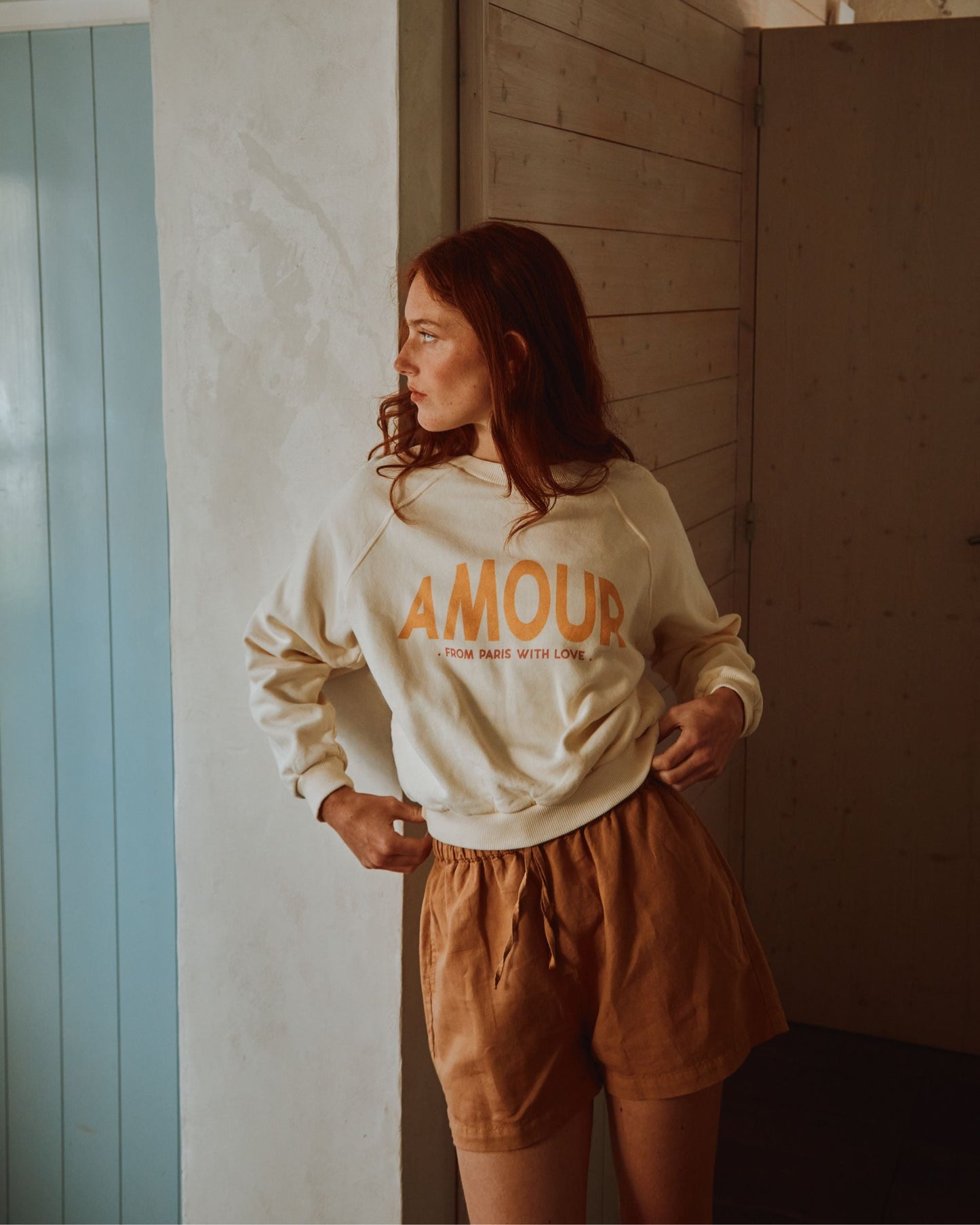 Sweat amour coton bio écru