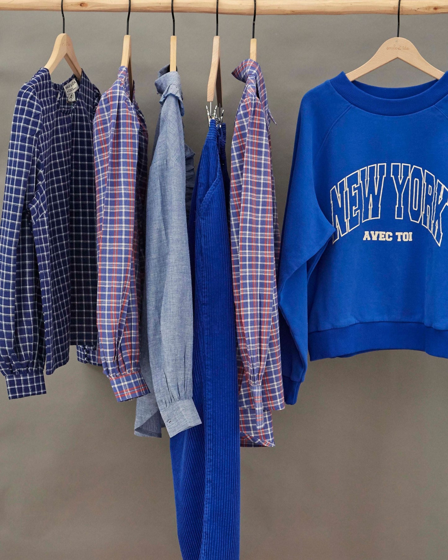 Blouse - Khadi à carreaux bleu et rouge