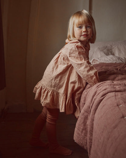 Robe vintage smockée poudre