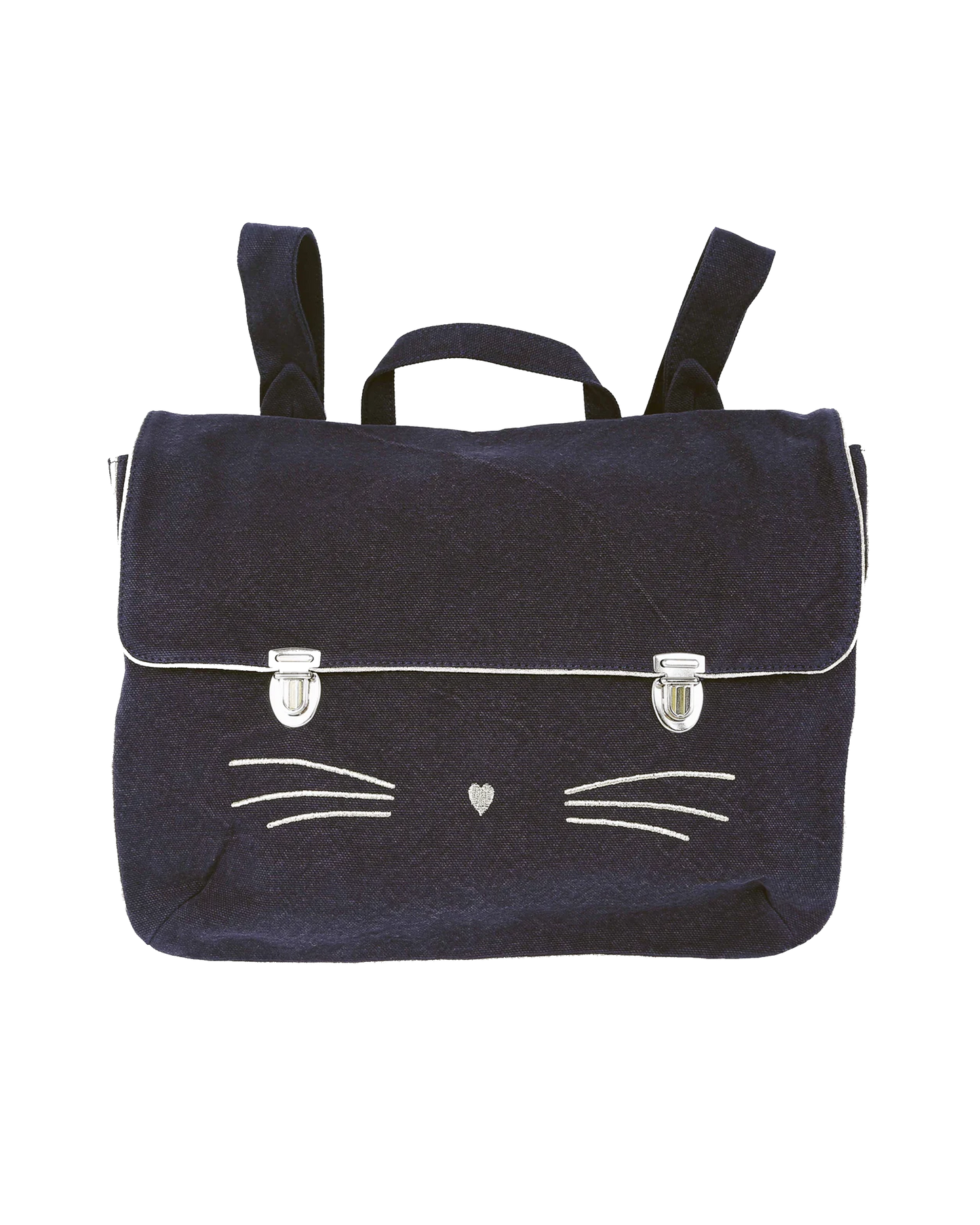 cartable fille chat brodé bitume
