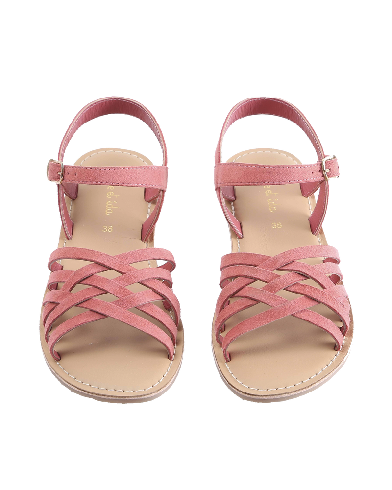 Sandales fille tressées rose