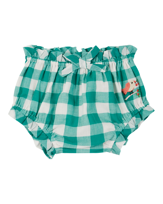 Bloomer en coton vichy vert et blanc