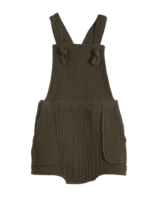 Salopette double gaze de coton kaki
