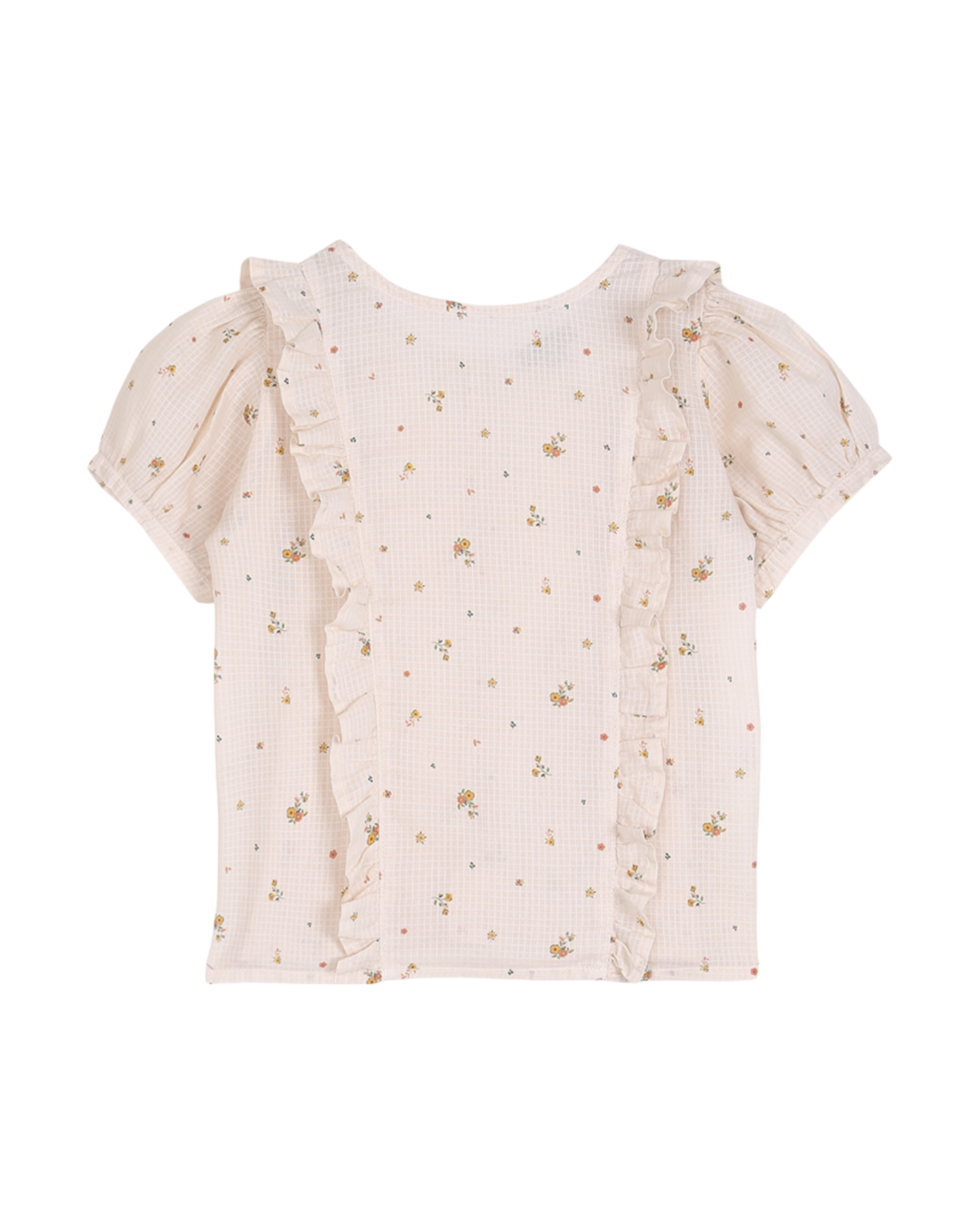 Blouse volantée à fleurs écru