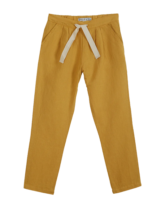 Pantalon lin et coton jaune