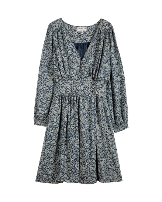 Robe viscose floral bleu foncé