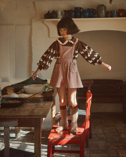 Pull jacquard lapin fille coton bio cacao