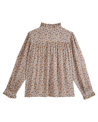 Blouse campanule marron et violet